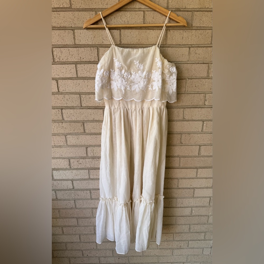 Vintage Ivory Embroidered Prairie Dress | Gunne Sax–Style Bridal Small